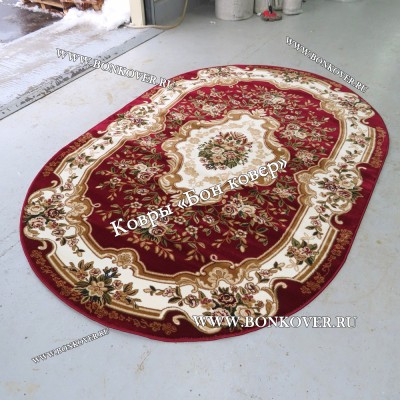 РОССИЙСКИЙ ЖАККАРДОВЫЙ КОВЕР МЕДАЛЬОН КРАСНЫЙ ОВАЛЬНЫЙ