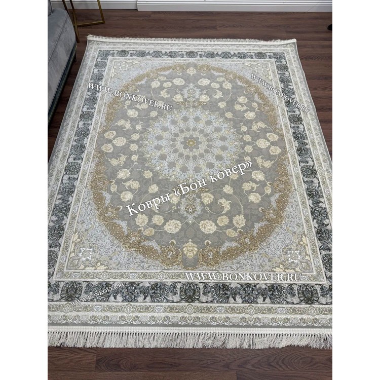 Ковер Медальон Для Гостиной Дизайн 30580 Серый