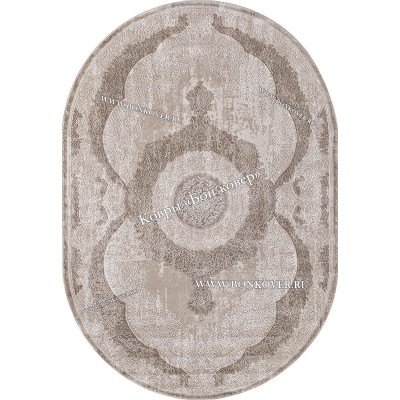 Классический ковер дизайн 84 Бежево-Коричневый овал
